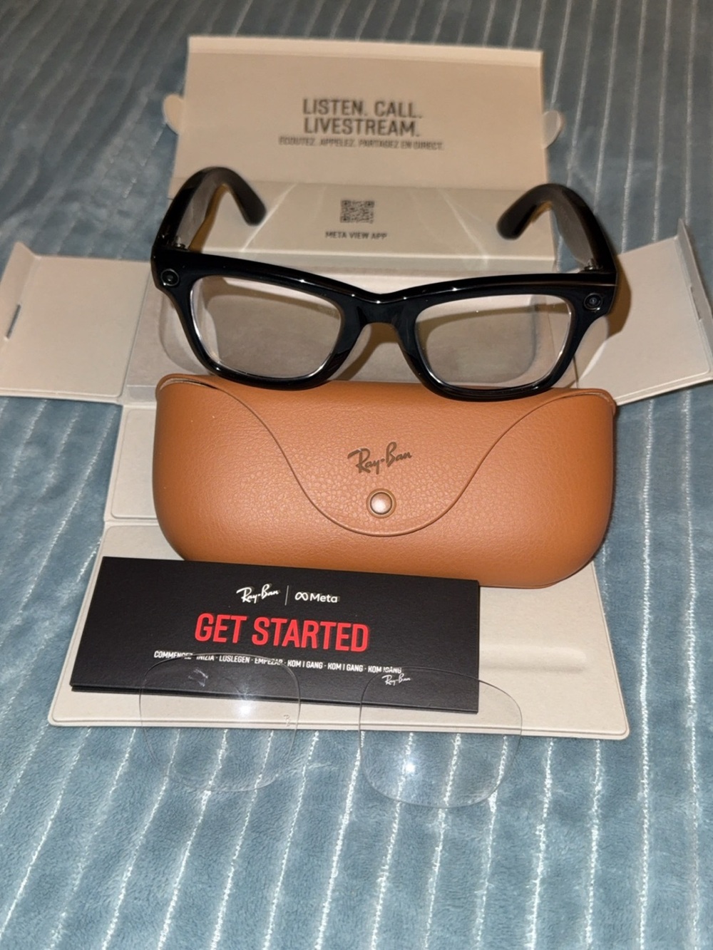 Ray-Ban Black Frames with Brown Leather Case